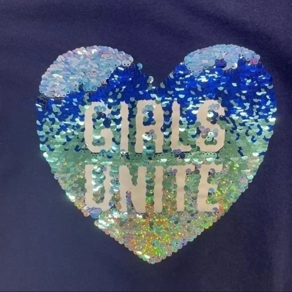 Justice T-shirt Dress Sequin Heart Girls Unite Size 12